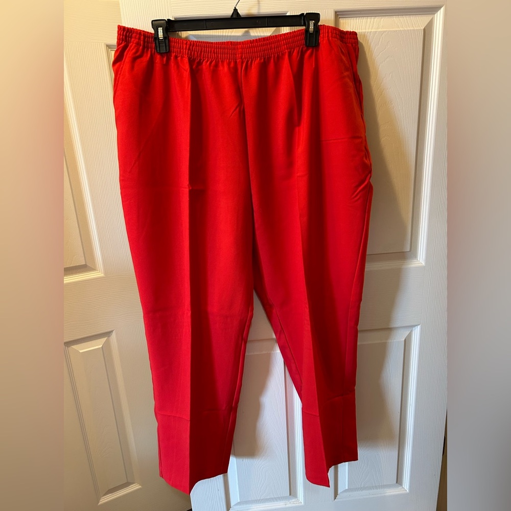 Blair 24W Women's Bright Red Elastic Waist Pants 100% Polyester NWOT